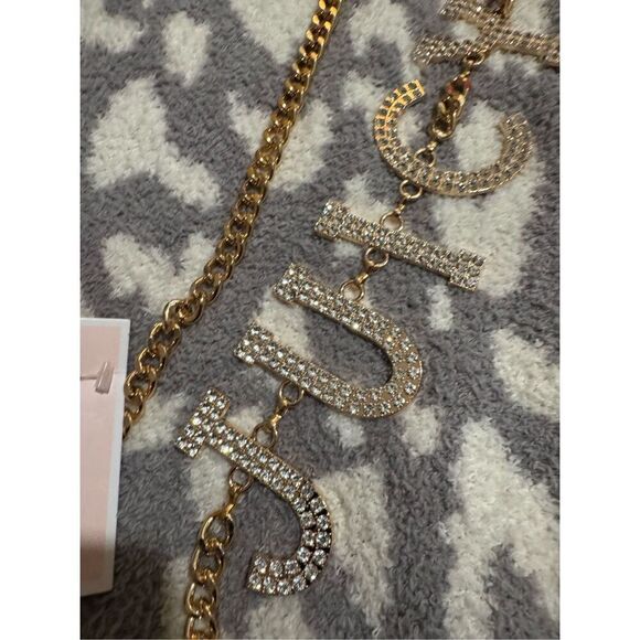 JUICY COUTURE gold pave rhinestone CHAIN BELT MED/LARGE or L/XL nwt trendy main image 10